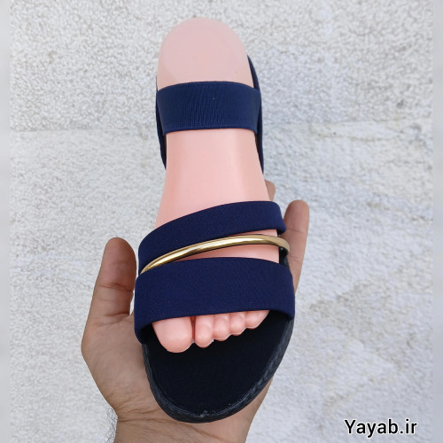 صندل زنانه کشی مدل حلقه طلایی رنگ سرمه ای زیره سخت و سبک