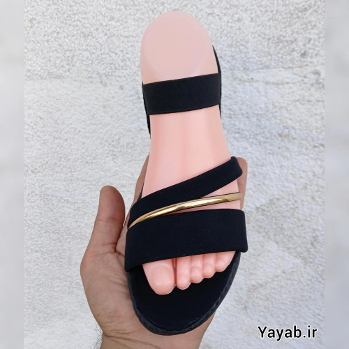 صندل زنانه کشی مدل حلقه طلایی رنگ مشکی سایز 38 تا 41