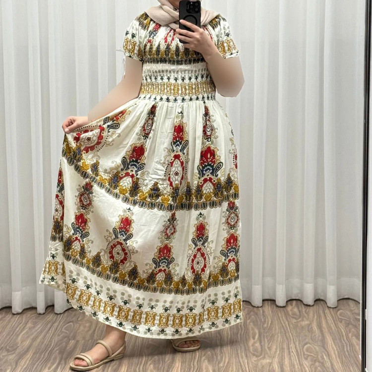 پیراهن کریشه آستین کوتاه زنانه فری سایز تا 52 کمربنددار چهارفصل تنخور شیک و راحت کد 1181