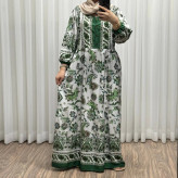 پیراهن زنانه مدل نازلی کد 715 فری سایز تا 46 جنس فلور بوگاتی چهارفصل تنخور شیک و راحت کمربند دارد جلوی کار دکمه دارد