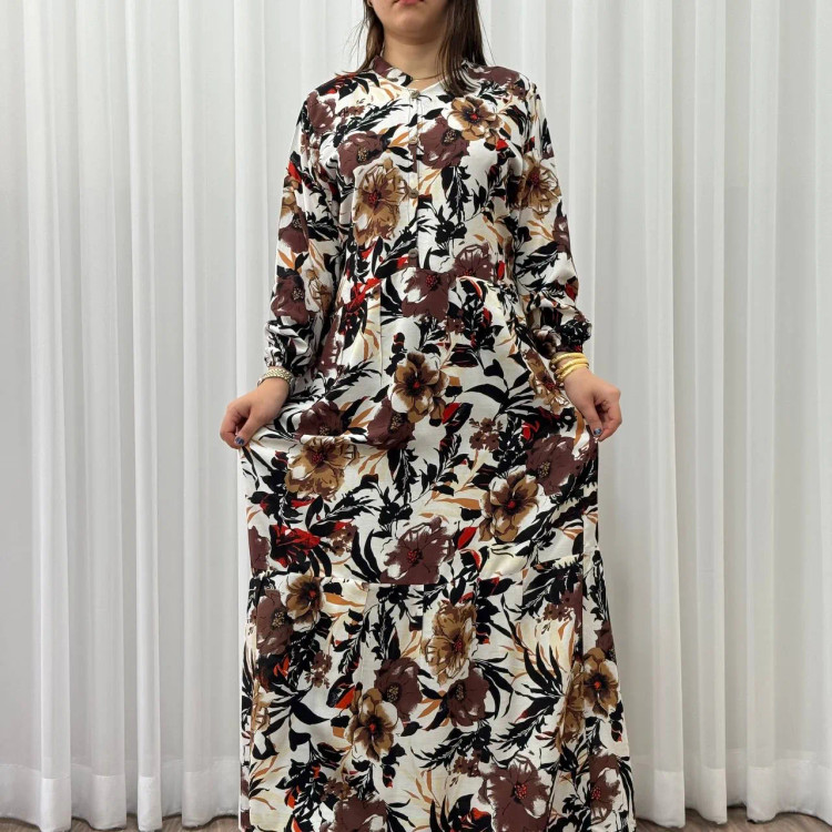 پیراهن نخی زنانه مدل هجرو جلو دکمه دار فری سایز تا 48 قد 140 کمربند دار چهارفصل شیک و راحت بدون آبرفت و رنگ رفت