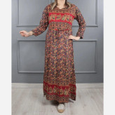 پیراهن هندی نخی سنگشور فری سایز زنانه تا سایز 48 خنک و سبک چهارفصل