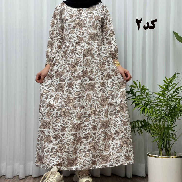 پیراهن ساحلی زنانه بوگاتی مدل دنیا فری سایز تا سایز 50 جنس فلور بوگاتی کمربنددار بدون بدن نما