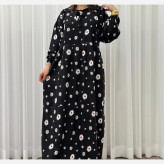 پیراهن نخی زنانه فری سایز تا 48 آیدایی چهارفصل بنددار شیک و راحت