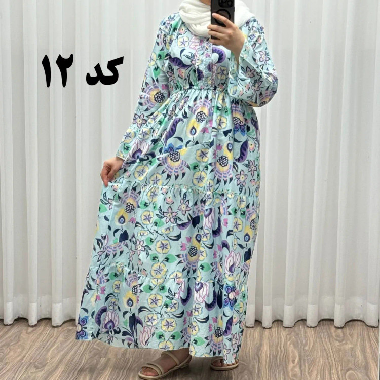 پیراهن ساحلی نخی آستین بلند فری سایز تا 48 کد 749 شسته شده بدون آبرفت و رنگ رفتگی چهارفصل تن خور شیک