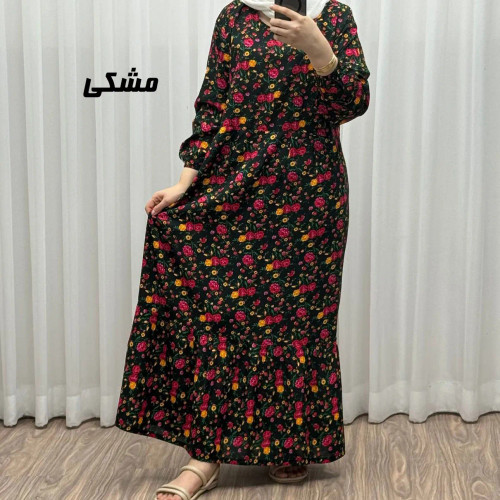 پیراهن نخی ترکمنستان گلریز چین دار فری سایز تا 48 تنخور شیک و راحت چهارفصل کمربند دار