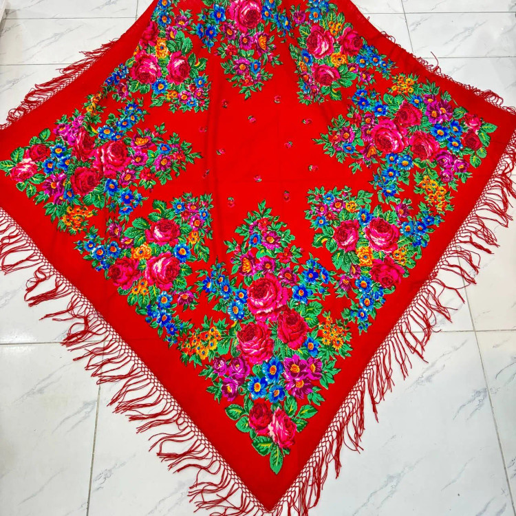 روسری ترکمن اصل پشمی ضخیم زنانه قواره بزرگ مناسب پاییز و زمستان