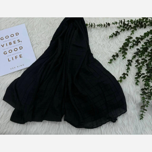 شال نخی وارداتی تک مشکی قواره بزرگ 260x100 سانتیمتر کد 913 بدون آبرفت و چروک