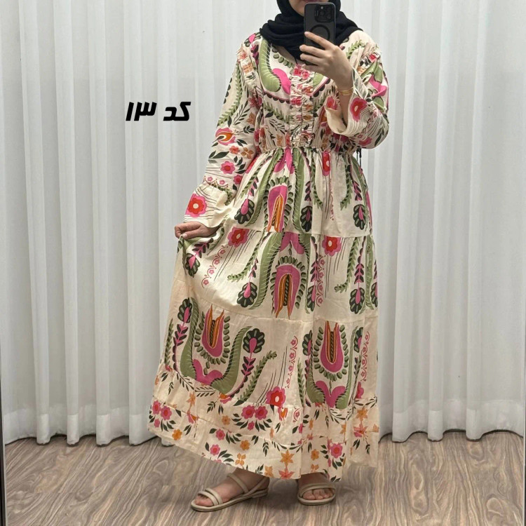 پیراهن ساحلی نخی آستین بلند فری سایز تا 48 کد 749 شسته شده بدون آبرفت و رنگ رفتگی چهارفصل تن خور شیک