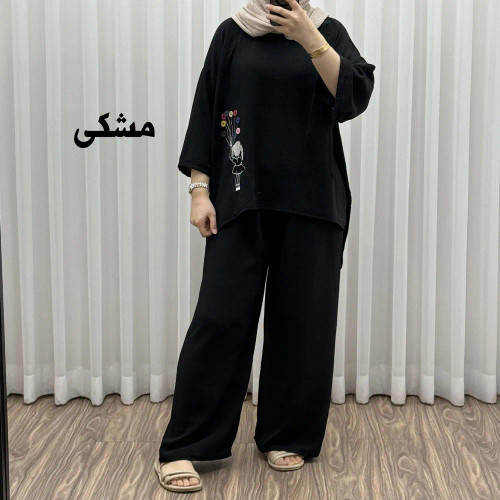 ست بلوز شلوار بادکنکی فری سایز تا 52 ابر و باد چهارفصل شیک و راحت بدون آبرفت و رنگ رفتگی