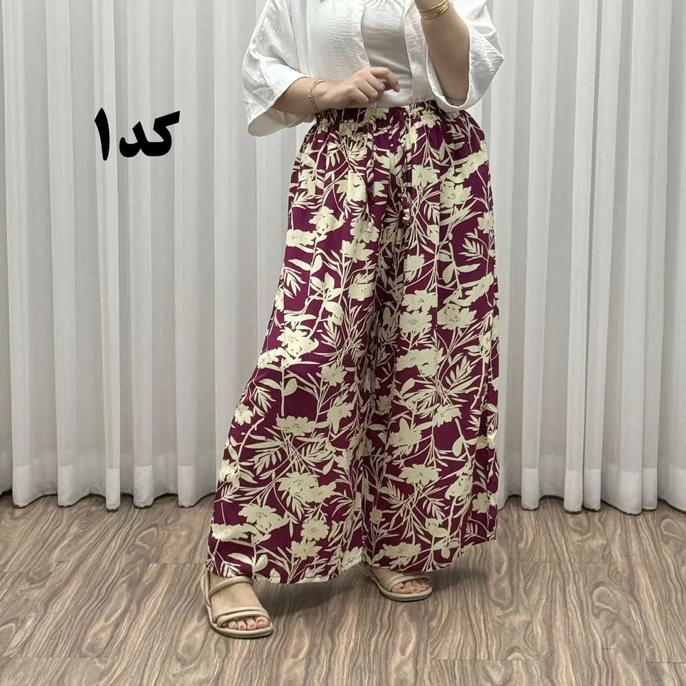 دامن شلواری لاله زار کد 1521 نخی فری سایز تا 48 چهارفصل شیک و راحت بدون آبرفت و چروک