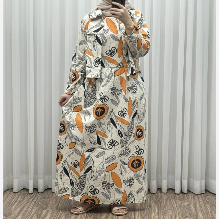 ست کت سارافون فری سایز لینن یاپراق کد 1513 مناسب تا سایز 46 چهارفصل شیک و راحت