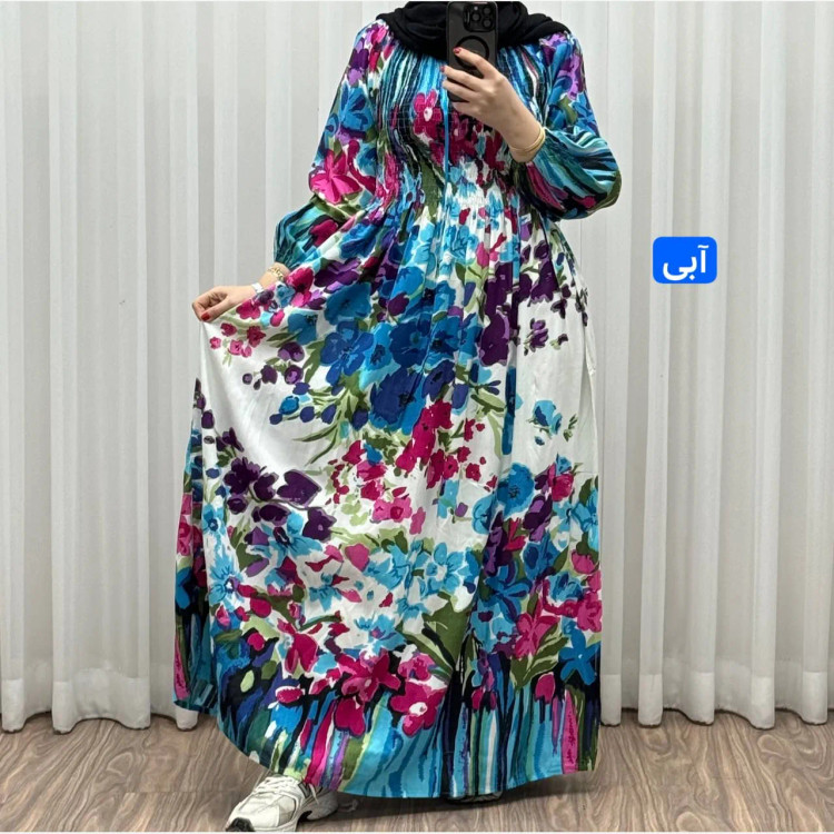 پیراهن ساحلی آبرنگی کریشه فری سایز زنانه آستین بلند تا سایز 54 مناسب چهارفصل شیک و راحت بدون بدن نما