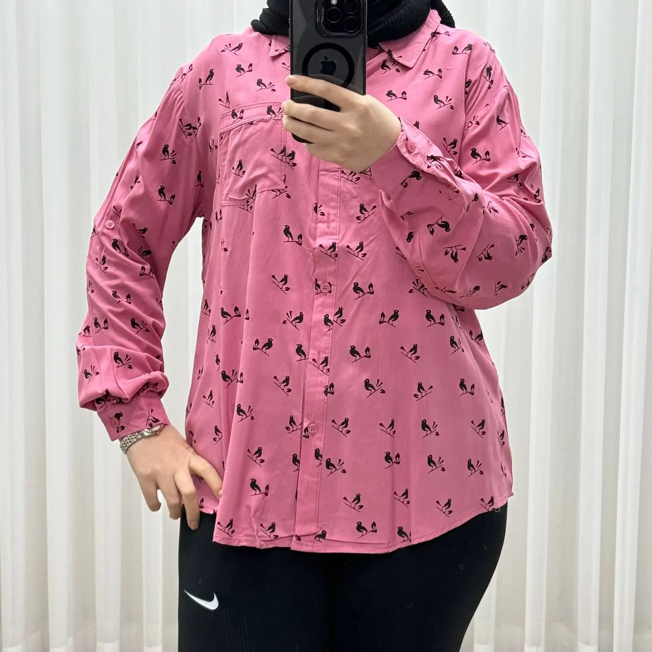 شومیز وارداتی نخی مدل Bird کد 1364 فری سایز تا 50 تنخور شیک چهارفصل زنانه و دخترانه