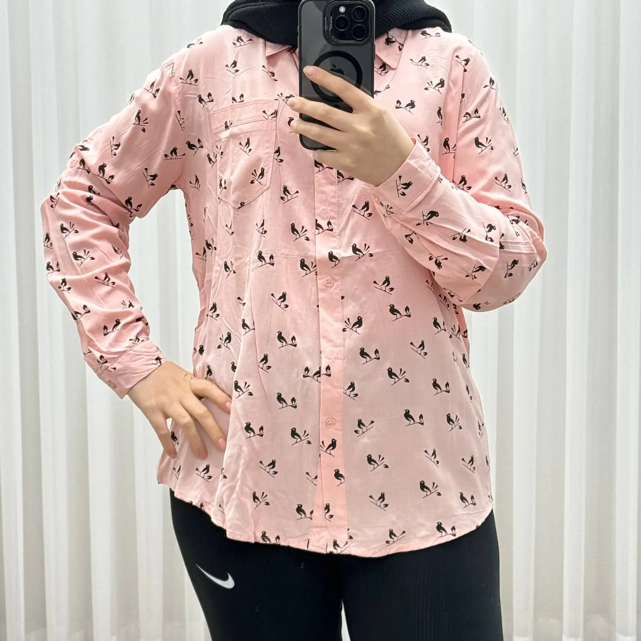 شومیز وارداتی نخی مدل Bird کد 1364 فری سایز تا 50 تنخور شیک چهارفصل زنانه و دخترانه