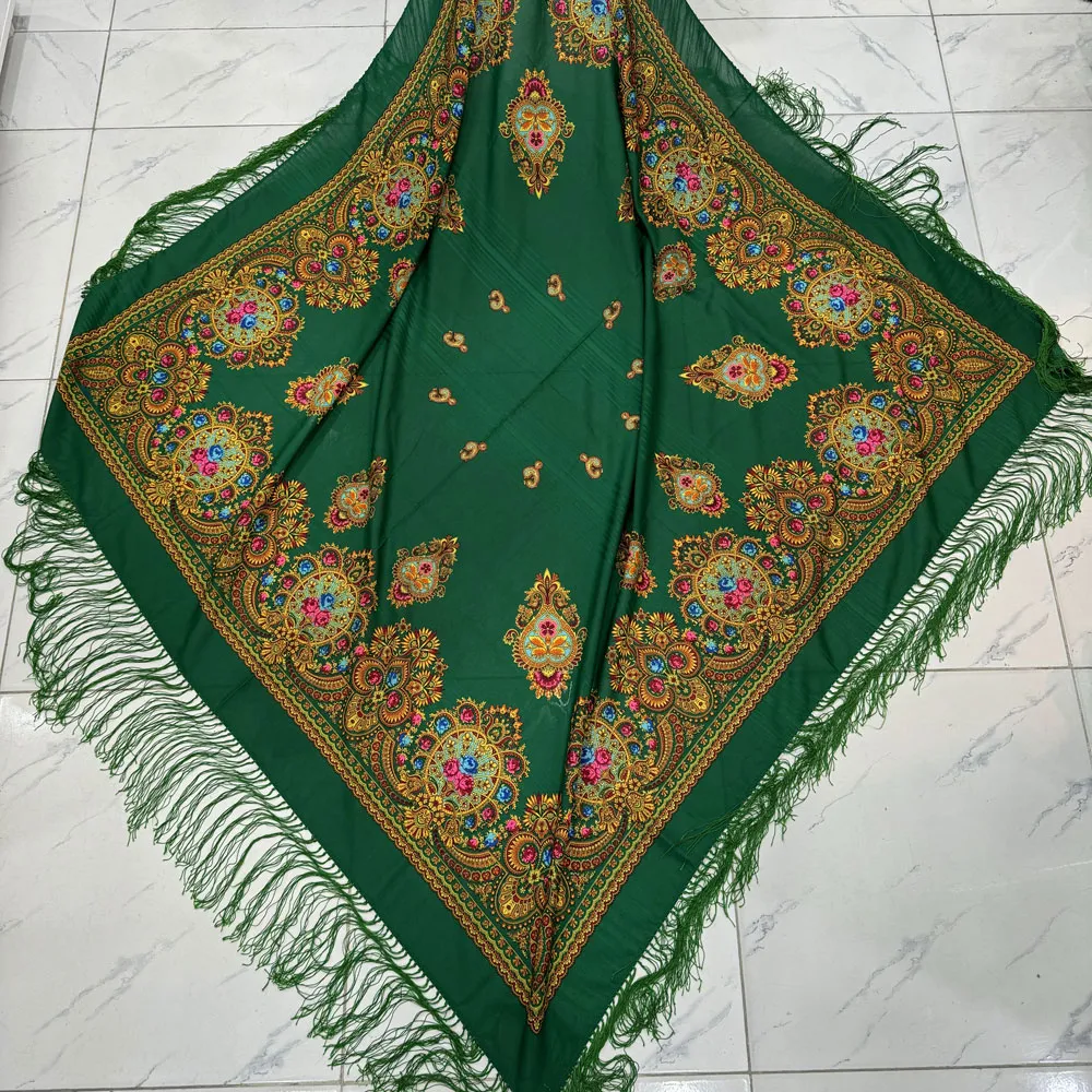 روسری ترکمن نخی ترکمن قواره بزرگ ریشه دستباف چهار فصل کد 1667