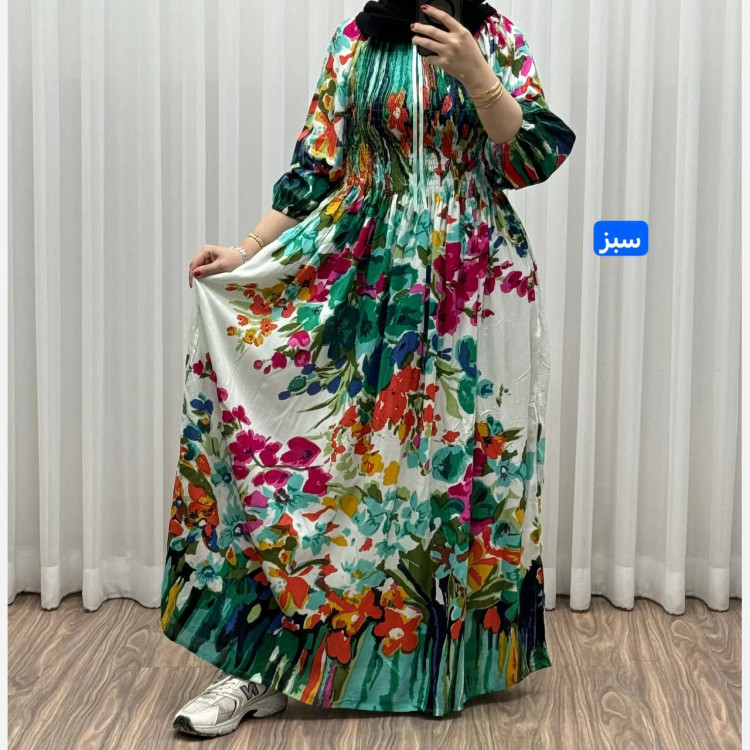 پیراهن ساحلی آبرنگی کریشه فری سایز زنانه آستین بلند تا سایز 54 مناسب چهارفصل شیک و راحت بدون بدن نما