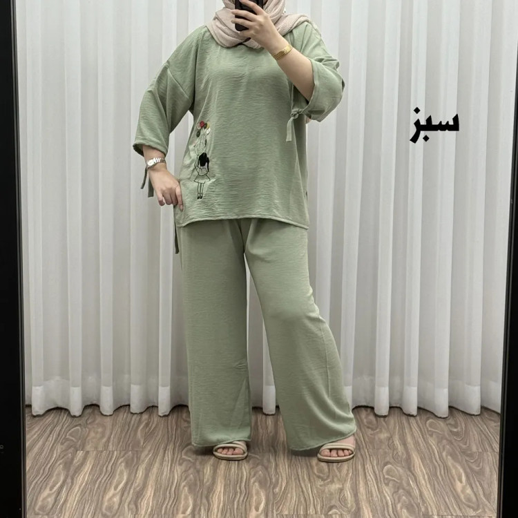 ست بلوز شلوار بادکنکی فری سایز تا 52 ابر و باد چهارفصل شیک و راحت بدون آبرفت و رنگ رفتگی