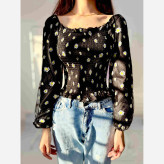 پیراهن کراپ بابونه نخ طوری فری سایز مناسب تا 38 تنخور شیک و راحت چهارفصل بدون سایه اندازی