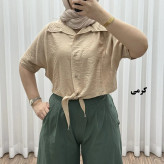 شومیز گرهی زنانه بابوس فری سایز تا 46 تنخور راحت چهارفصل کد 1734