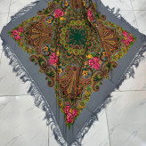 روسری نخی ترکمن کد 1655 ترکمن قواره 140-150 سانت ریشه دستباف 4 فصل