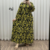 پیراهن نخی گلدار برگ فری سایز تا 46 سوپر نخ خارجی چهارفصل زنانه شیک راحت سایه نمیندازد کمربند دارد