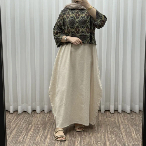 سارافون رویه لینن فری سایز زنانه شیک و راحت مناسب تا سایز 46 چهارفصل مناسب بارداری