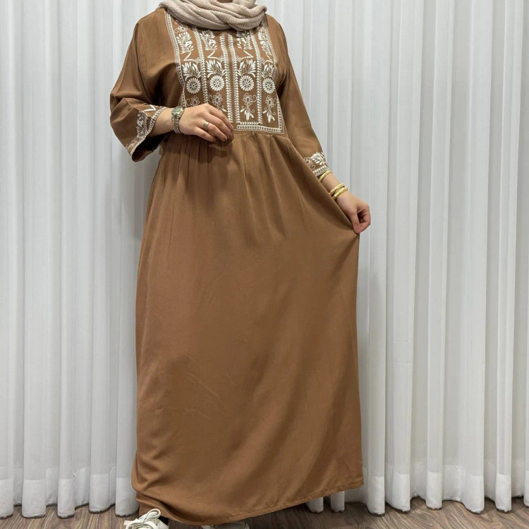 پیراهن ساحلی زنانه نخی مدل الهه فری سایز تا 46 کمربند دار تن خور شیک و راحت چهارفصل سایه نمیندازد