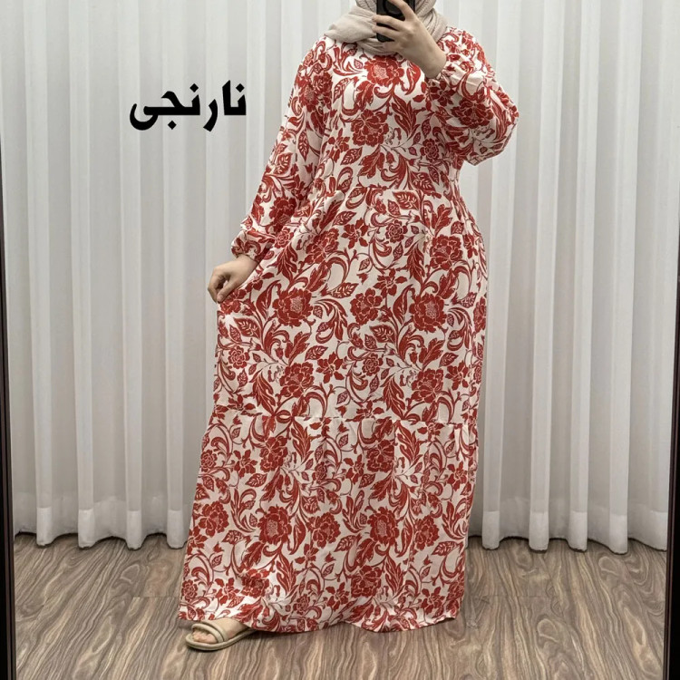 پیراهن فلور بوگاتی مدل ایوبی فری سایز زنانه تا سایز 46 چهارفصل شیک و راحت با کمربند سایه نمیاندازد