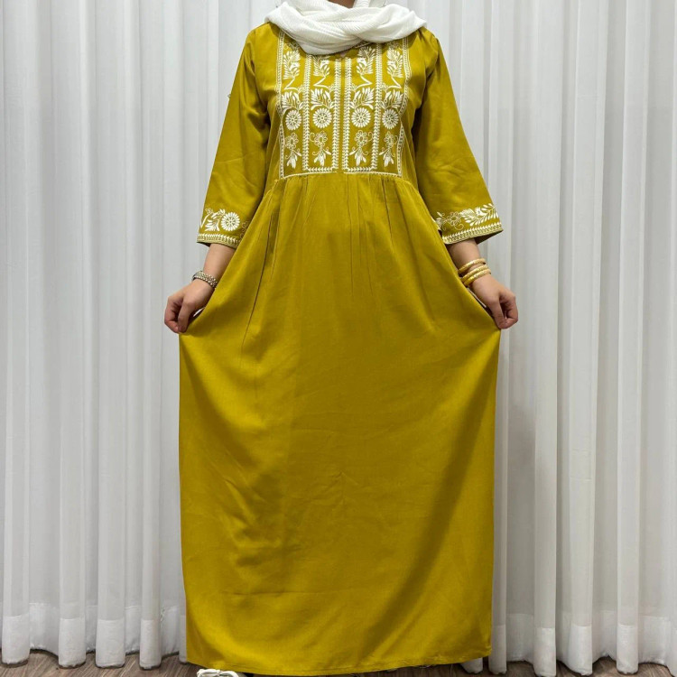 پیراهن ساحلی زنانه نخی مدل الهه فری سایز تا 46 کمربند دار تن خور شیک و راحت چهارفصل سایه نمیندازد