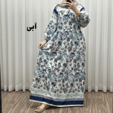 پیراهن فلور بوگاتی حاشیه دار نخی فری سایز تا 50 بنددار چهارفصل زنانه شیک