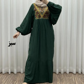 پیراهن نخی گلدوزی آستین کیمونو شارلوت فری سایز زنانه تا سایز 52 بدون رنگ رفت و سایه اندازی چهارفصل