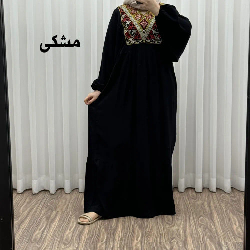 پیراهن نخی گلدوزی آستین کیمونو شارلوت فری سایز زنانه تا سایز 52 بدون رنگ رفت و سایه اندازی چهارفصل