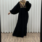 پیراهن نخی گلدوزی آستین کیمونو شارلوت فری سایز زنانه تا سایز 52 بدون رنگ رفت و سایه اندازی چهارفصل