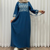 پیراهن ساحلی زنانه نخی مدل الهه فری سایز تا 46 کمربند دار تن خور شیک و راحت چهارفصل سایه نمیندازد