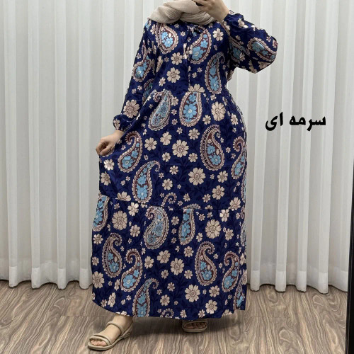 پیراهن فلور بوگاتی فری سایز تا 48 زنانه تنخور شیک و راحت چهارفصل بدون بدن نما