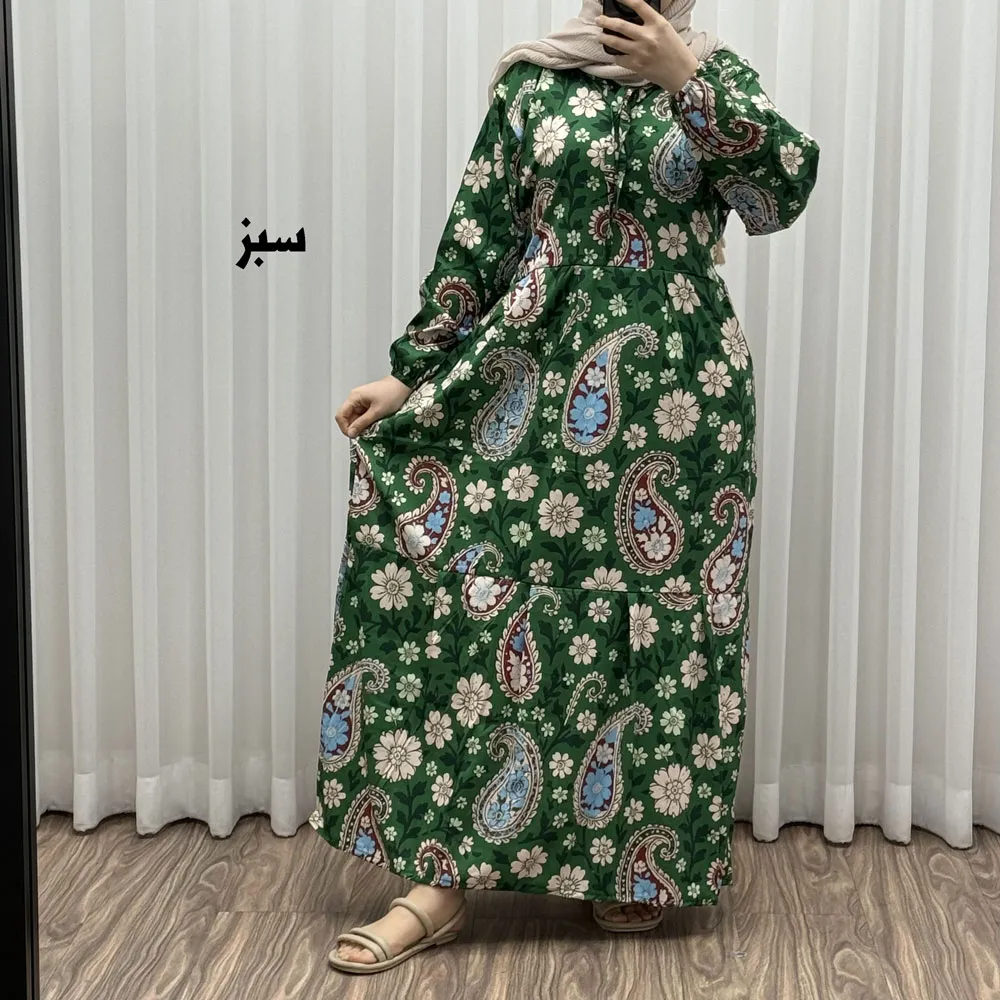 پیراهن فلور بوگاتی فری سایز تا 48 زنانه تنخور شیک و راحت چهارفصل بدون بدن نما