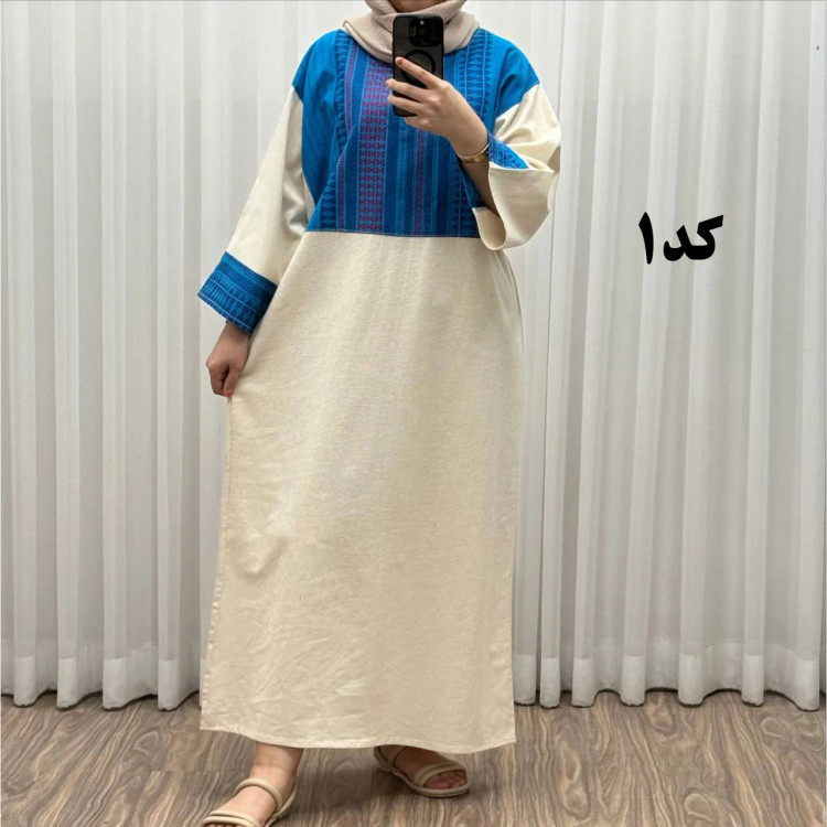 پیراهن کفتان لینن پاییزه فری سایز زنانه تا سایز 50 شیک و راحت کمربند دار بدون سایه اندازی