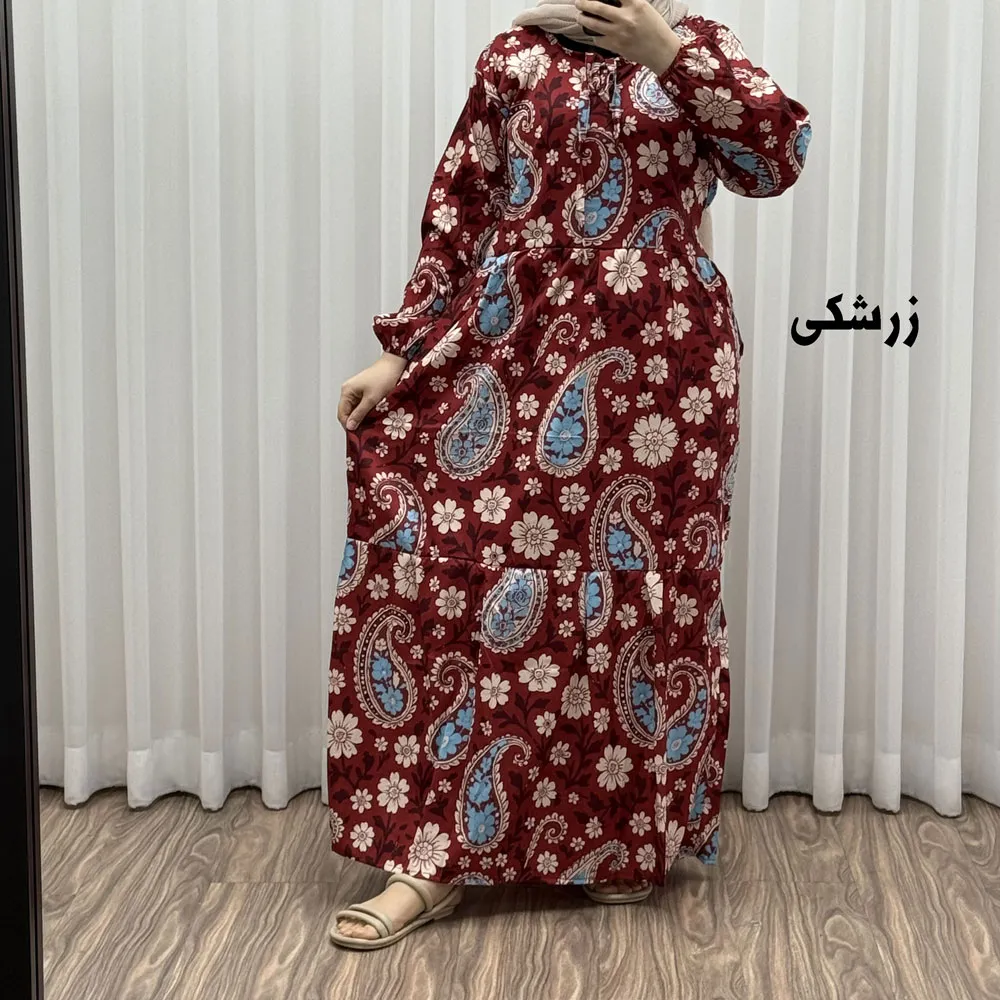 پیراهن فلور بوگاتی فری سایز تا 48 زنانه تنخور شیک و راحت چهارفصل بدون بدن نما