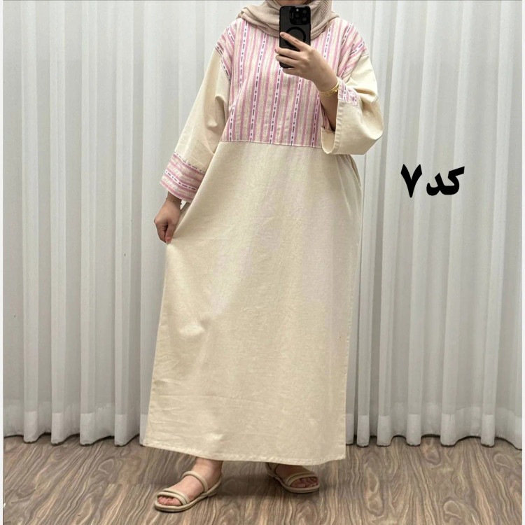 پیراهن کفتان لینن پاییزه فری سایز زنانه تا سایز 50 شیک و راحت کمربند دار بدون سایه اندازی