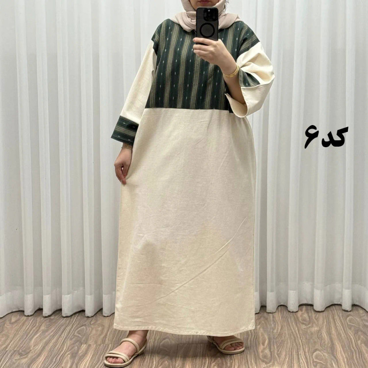 پیراهن کفتان لینن پاییزه فری سایز زنانه تا سایز 50 شیک و راحت کمربند دار بدون سایه اندازی