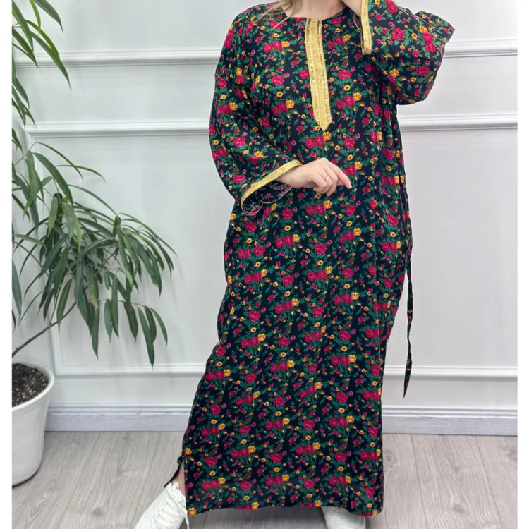 پیراهن ساحلی زنانه ترکمنستان طلاکوب گل ریز فری سایز تا 54 جنس نخی چهارفصل شیک