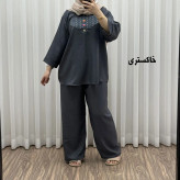 ست بلوز شلوار گلدوزی آلنا فری سایز تا 50 جنس صوفیا چهارفصل شیک راحت بدون آبرفت و رنگ رفت