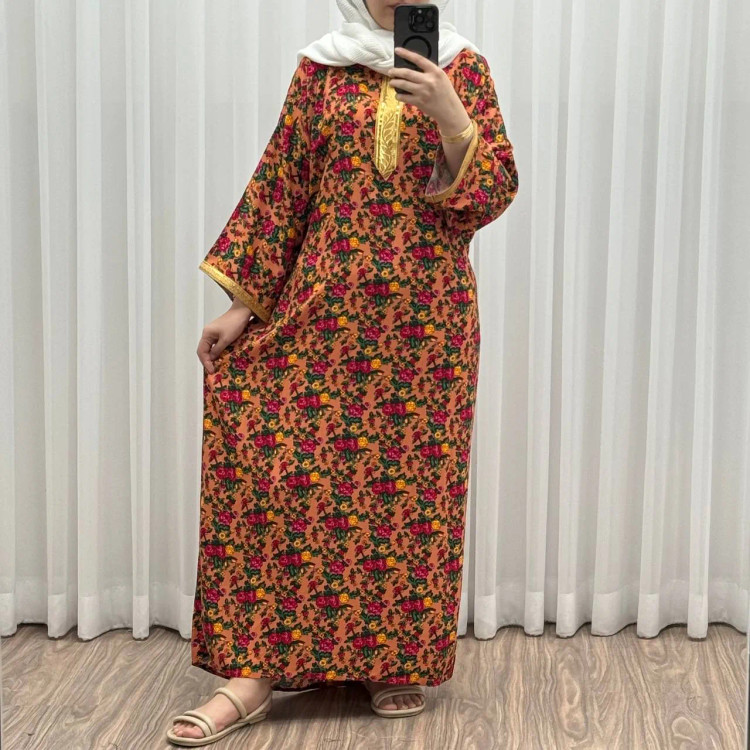 پیراهن ساحلی زنانه ترکمنستان طلاکوب گل ریز فری سایز تا 54 جنس نخی چهارفصل شیک