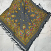 روسری نخی ترکمن زنانه کد 1648 قواره 140-150 سانت وارداتی ترکیه چهار فصل ریشه دستباف