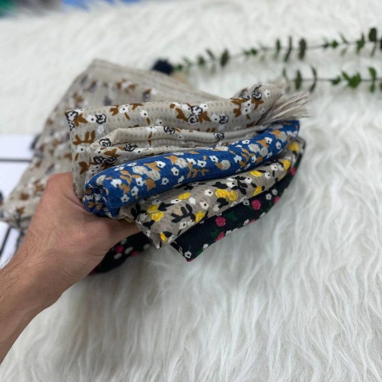 شال نخی گلریز طرحدار کد 862 قواره 180×65 سانت بدون آبرفت و چروک