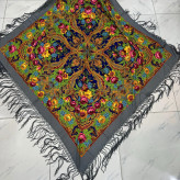 روسری ترکمن نخی کد 1673 ترکیه قواره 140-150 سانت ریشه دستباف 4 فصل