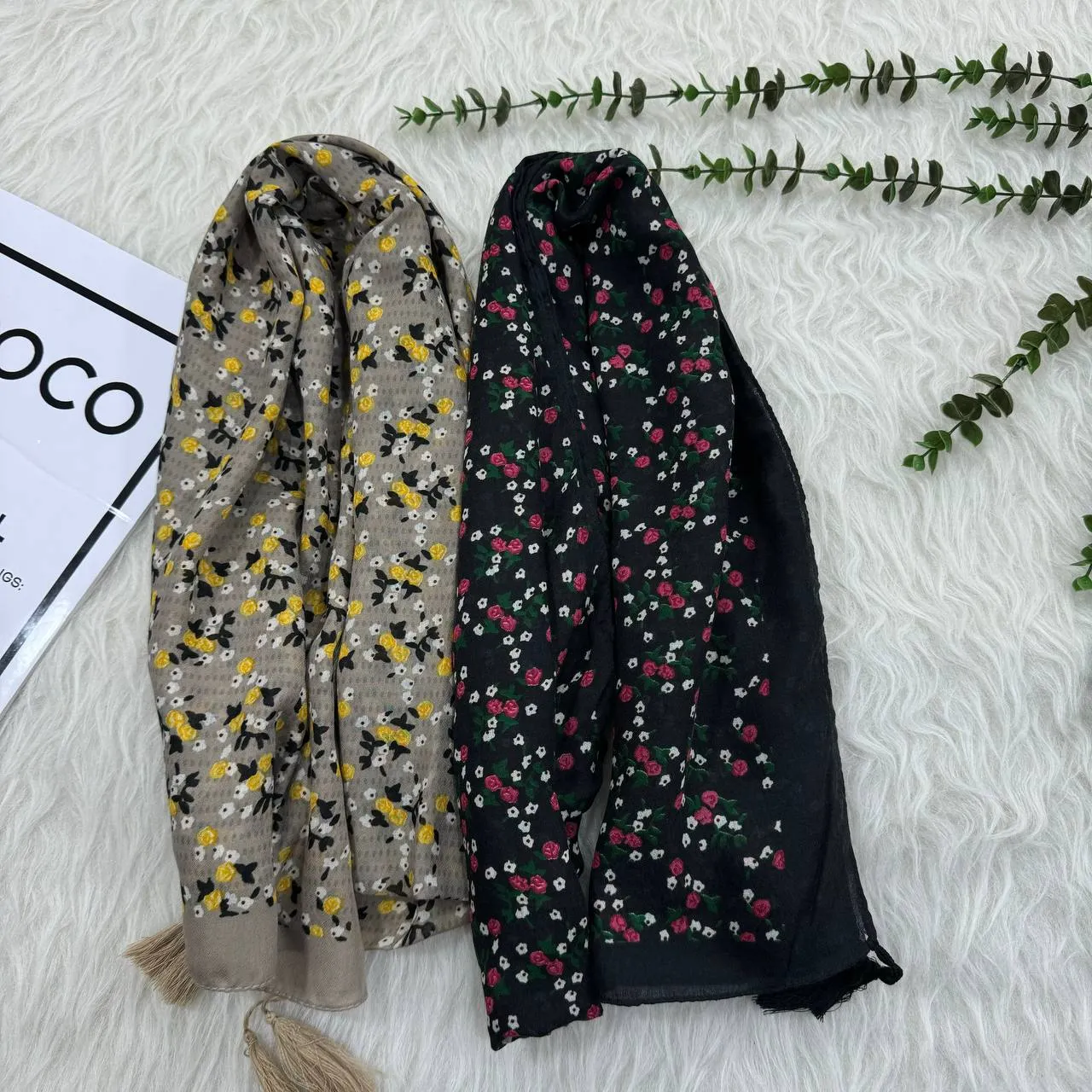 شال نخی گلریز طرحدار کد 862 قواره 180×65 سانت بدون آبرفت و چروک