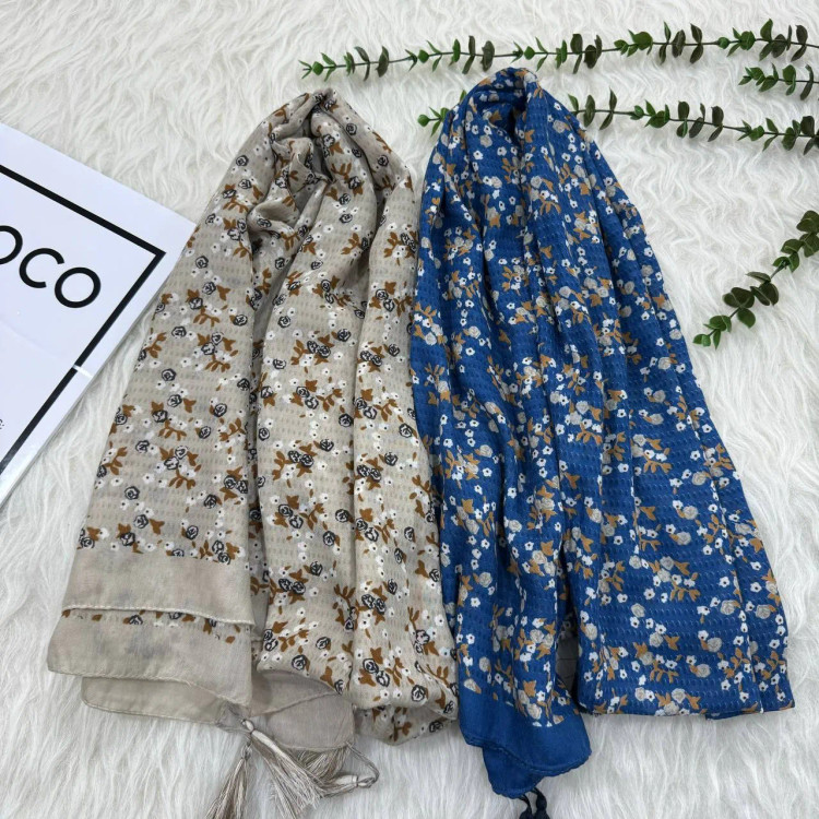 شال نخی گلریز طرحدار کد 862 قواره 180×65 سانت بدون آبرفت و چروک