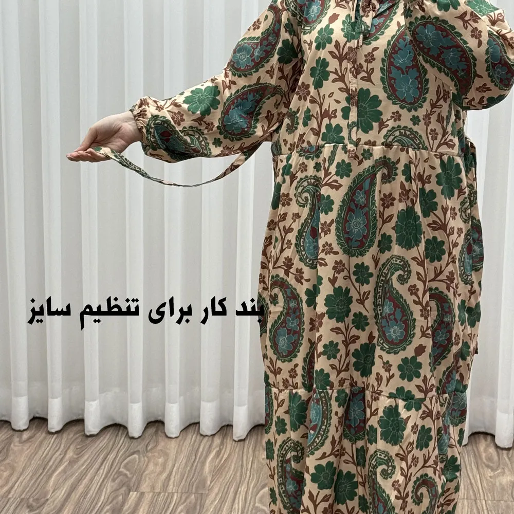 پیراهن فلور بوگاتی فری سایز تا 48 زنانه تنخور شیک و راحت چهارفصل بدون بدن نما